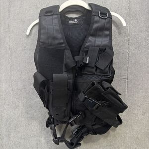 Lancer Tactical Youth Nylon Crossdraw Vest w/ Pistol Holster - Black (CA-310KBN)
